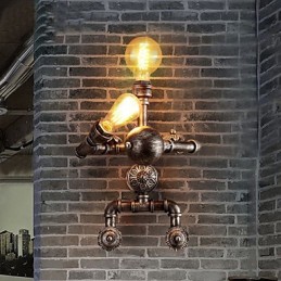 Loft Wasserrohr Wandleuchten Retro Industriellen Stil Kreative Roboter Design Metall Restaurant Cafe Bars Stehtisch Wandleuchten