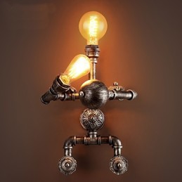 Loft Wasserrohr Wandleuchten Retro Industriellen Stil Kreative Roboter Design Metall Restaurant Cafe Bars Stehtisch Wandleuchten