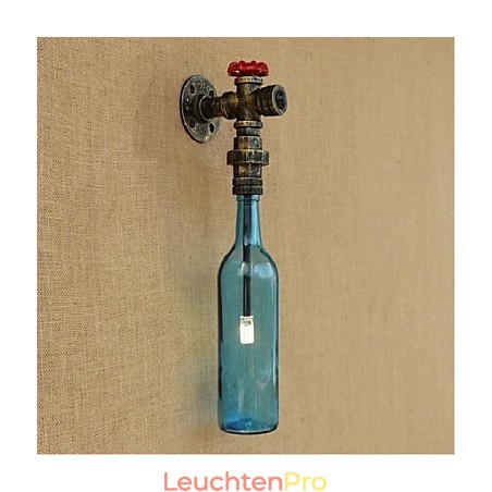 Wandschalter mit Wasserrohrflaschen-Wandleuchte Wandschalter mit Wasserrohrflaschen-Wandleuchte