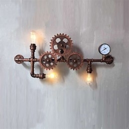 Vintage Industrielle Rohrwandleuchten Holzzahnradform Kreative drehbare Lichter Restaurant Cafe Bar Dekorationsbeleuchtung