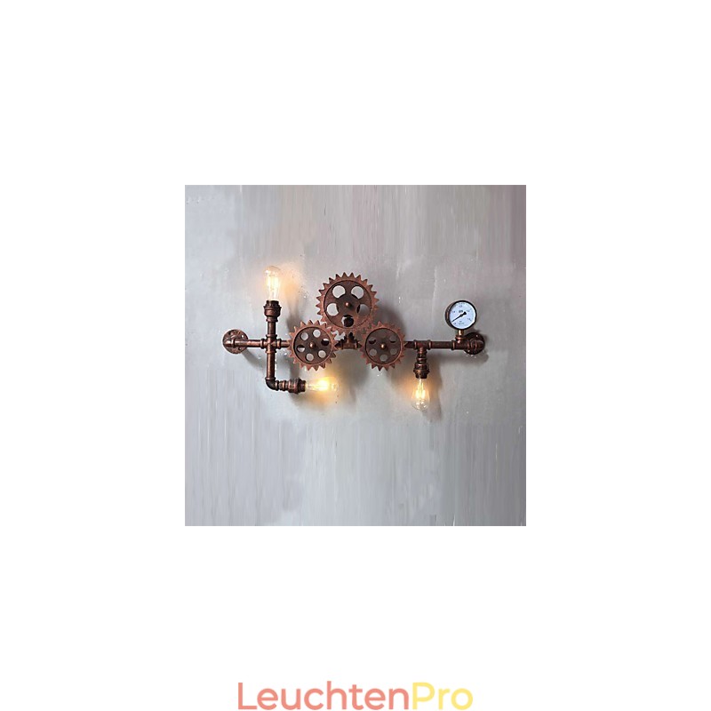 Vintage Industrielle Rohrwandleuchten Holzzahnradform Kreative drehbare Lichter Restaurant Cafe Bar Dekorationsbeleuchtung