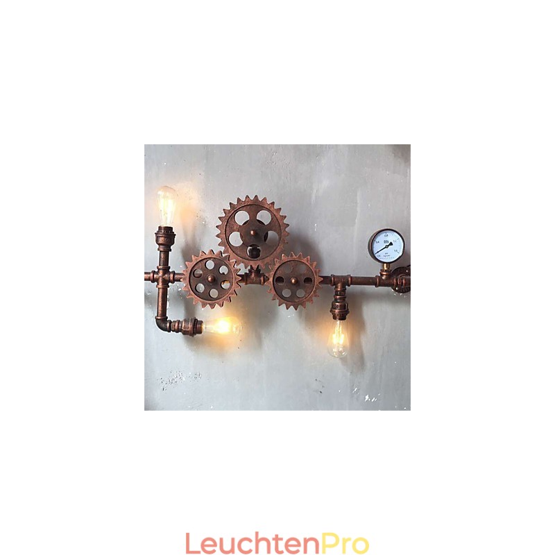 Vintage Industrielle Rohrwandleuchten Holzzahnradform Kreative drehbare Lichter Restaurant Cafe Bar Dekorationsbeleuchtung