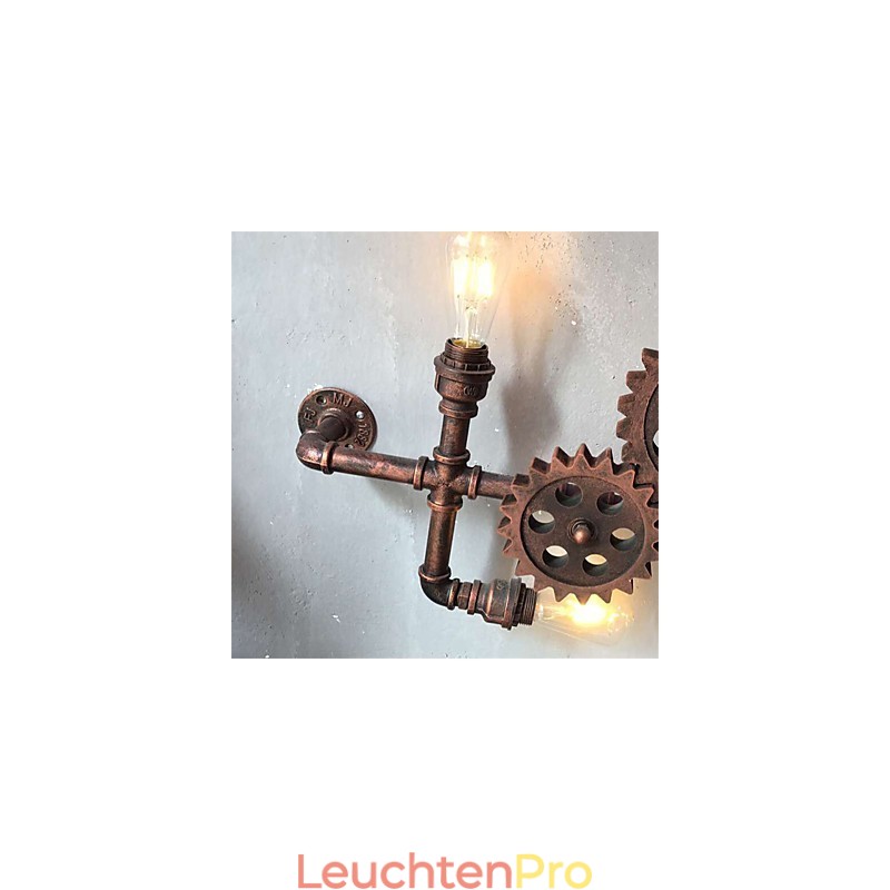 Vintage Industrielle Rohrwandleuchten Holzzahnradform Kreative drehbare Lichter Restaurant Cafe Bar Dekorationsbeleuchtung