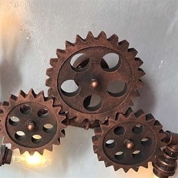 Vintage Industrielle Rohrwandleuchten Holzzahnradform Kreative drehbare Lichter Restaurant Cafe Bar Dekorationsbeleuchtung