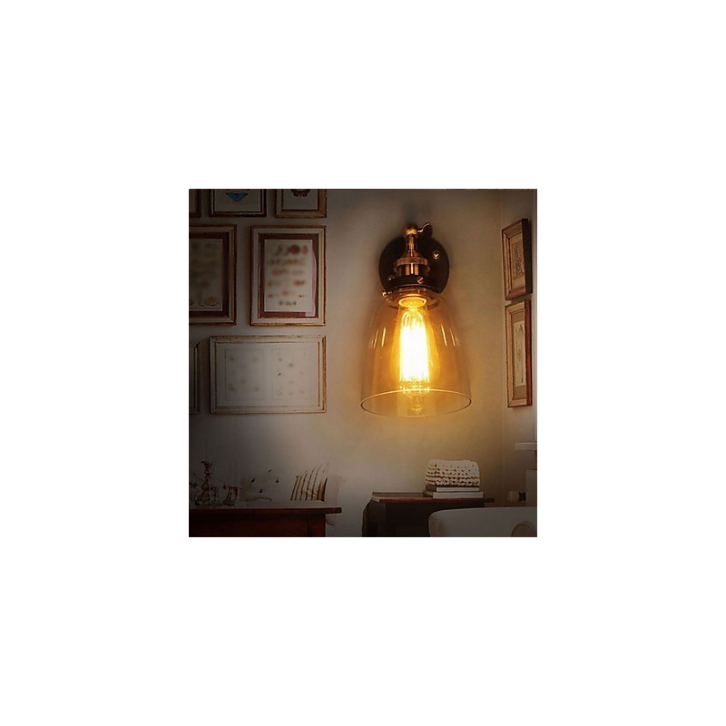 Industrielle Edison-Wandleuchte aus Glas mit Metallsockel, Wandleuchte für Esszimmer, Arbeitszimmer, Büro, Flur