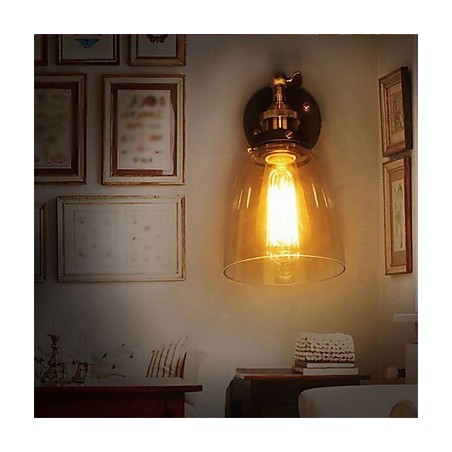 Industrielle Edison-Wandleuchte aus Glas mit Metallsockel, Wandleuchte für Esszimmer, Arbeitszimmer, Büro, Flur Industrielle Edison-Wandleuchte aus Glas mit Metallsockel, Wandleuchte für Esszimmer, Arbeitszimmer, Büro, Flur