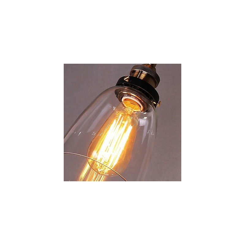 Industrielle Edison-Wandleuchte aus Glas mit Metallsockel, Wandleuchte für Esszimmer, Arbeitszimmer, Büro, Flur