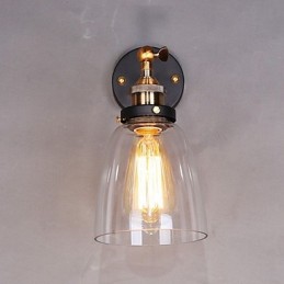Industrielle Edison-Wandleuchte aus Glas mit Metallsockel, Wandleuchte für Esszimmer, Arbeitszimmer, Büro, Flur