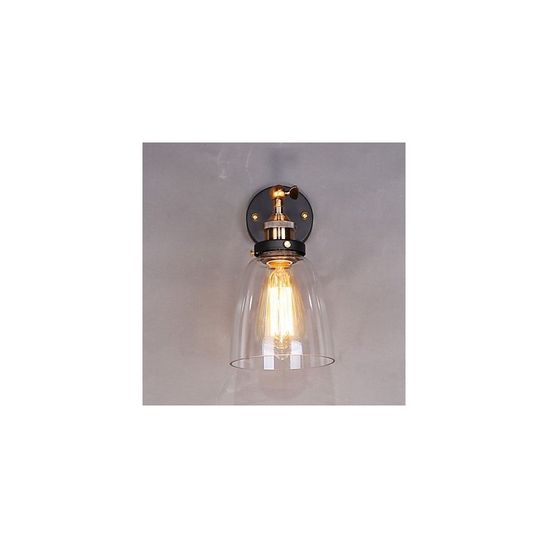 Industrielle Edison-Wandleuchte aus Glas mit Metallsockel, Wandleuchte für Esszimmer, Arbeitszimmer, Büro, Flur