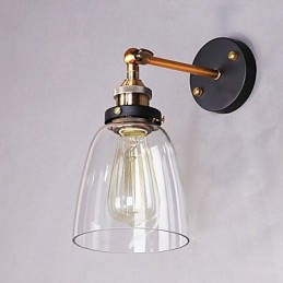 Industrielle Edison-Wandleuchte aus Glas mit Metallsockel, Wandleuchte für Esszimmer, Arbeitszimmer, Büro, Flur
