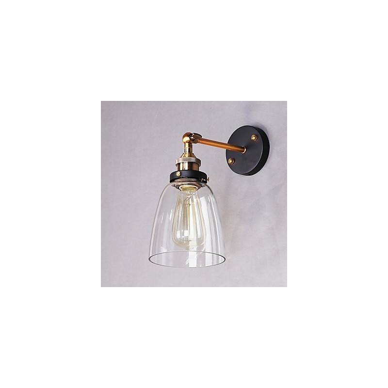 Industrielle Edison-Wandleuchte aus Glas mit Metallsockel, Wandleuchte für Esszimmer, Arbeitszimmer, Büro, Flur
