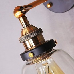 Industrielle Edison-Wandleuchte aus Glas mit Metallsockel, Wandleuchte für Esszimmer, Arbeitszimmer, Büro, Flur