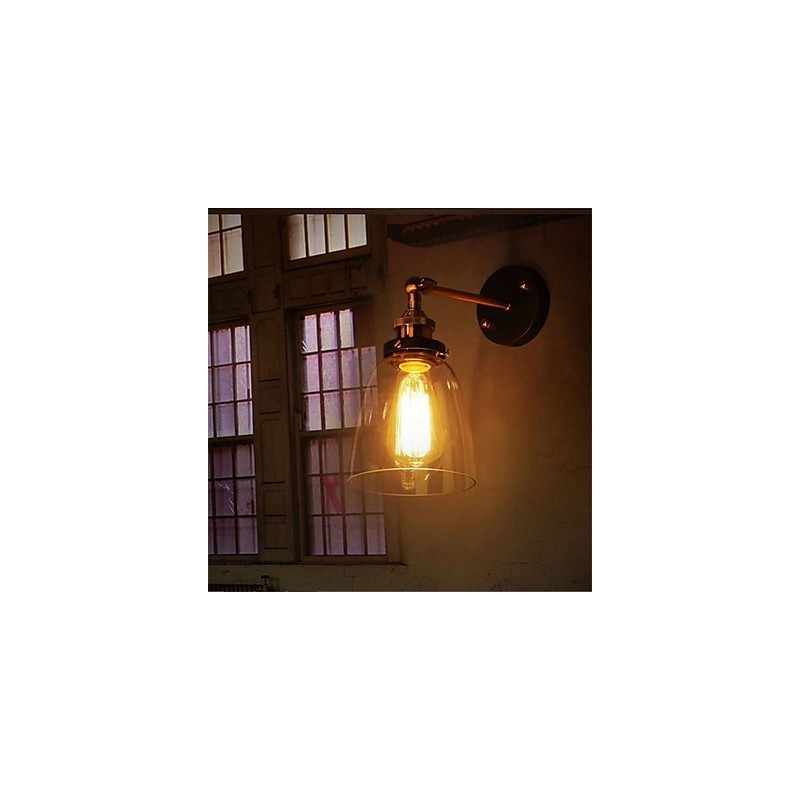 Industrielle Edison-Wandleuchte aus Glas mit Metallsockel, Wandleuchte für Esszimmer, Arbeitszimmer, Büro, Flur