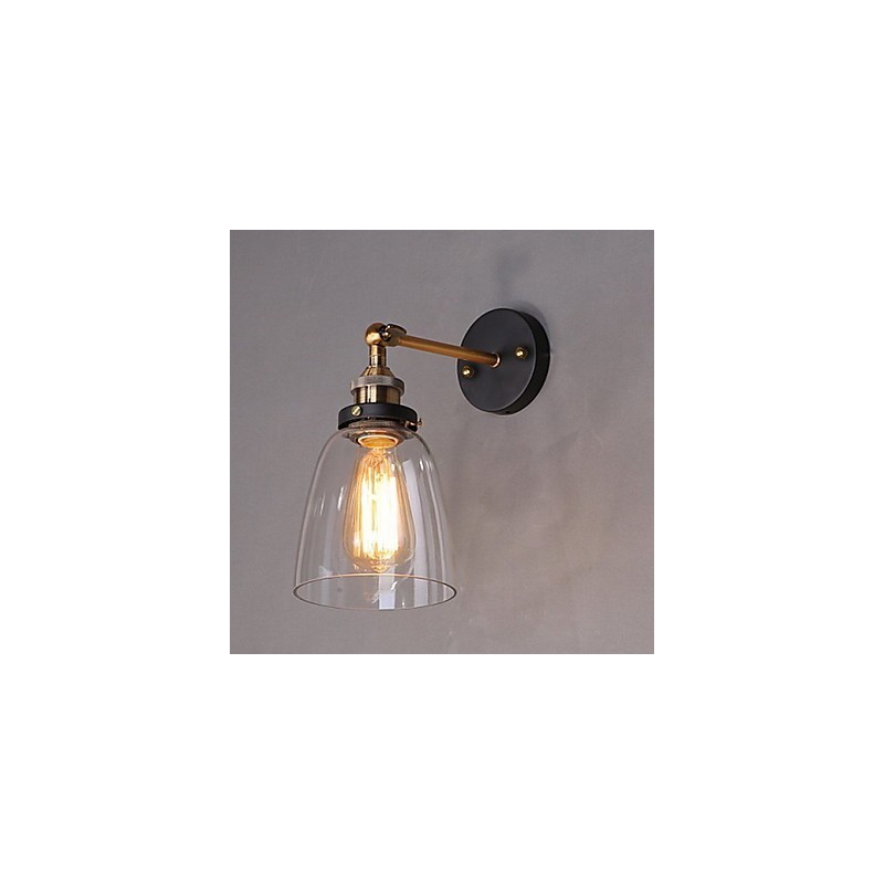 Industrielle Edison-Wandleuchte aus Glas mit Metallsockel, Wandleuchte für Esszimmer, Arbeitszimmer, Büro, Flur