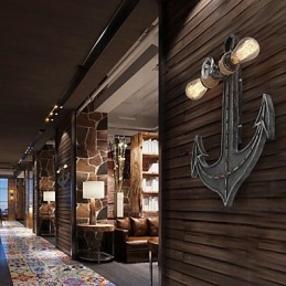 Jahrgang Industrielle Wandleuchten Holz Boot Anker Form Kreative Restaurant Cafe Bar Dekoration Beleuchtung