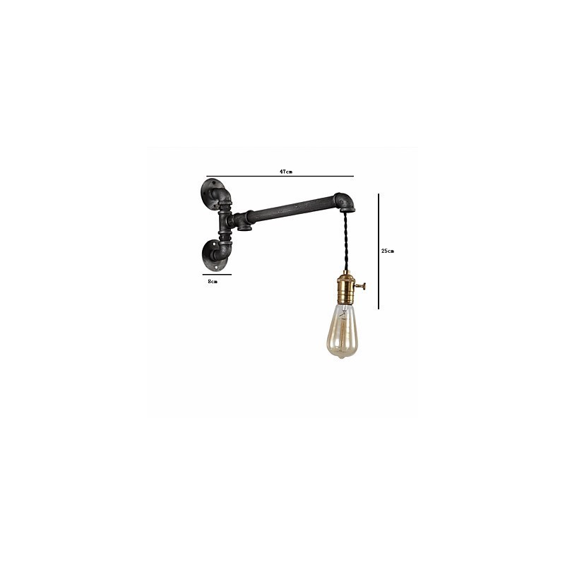 Vintage Industrielle Rohrwandleuchten mit Schalter Kreative Lichter Restaurant Cafe Bar Dekorationsbeleuchtung mit 1 Licht Lackiertes Finish