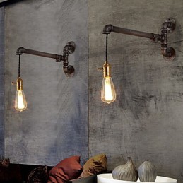 Vintage Industrielle Rohrwandleuchten mit Schalter Kreative Lichter Restaurant Cafe Bar Dekorationsbeleuchtung mit 1 Licht Lackiertes Finish
