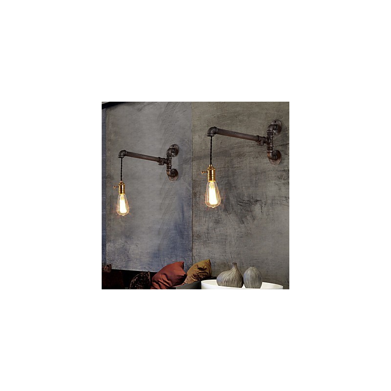 Vintage Industrielle Rohrwandleuchten mit Schalter Kreative Lichter Restaurant Cafe Bar Dekorationsbeleuchtung mit 1 Licht Lackiertes Finish