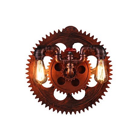 2 Köpfe Vintage Industrielle Wandleuchten Holz Zahnradform Lichter Restaurant Cafe Bar Dekoration Wandleuchten 2 Köpfe Vintage Industrielle Wandleuchten Holz Zahnradform Lichter Restaurant Cafe Bar Dekoration Wandleuchten