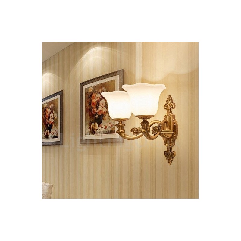 2 Licht Traditionelle Klassische Wohnzimmer Esszimmer Bett Zimmer Metall Luxus Indoor Wandleuchten