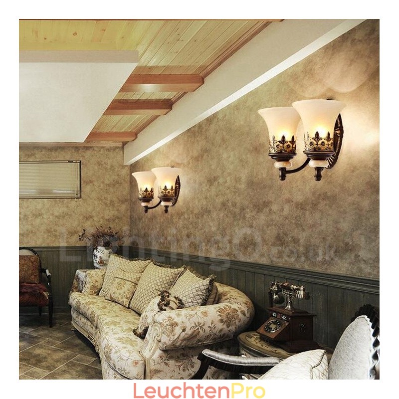 2 Licht Traditionelle Klassische Wohnzimmer Esszimmer Bett Zimmer Metall Innen Wandleuchten