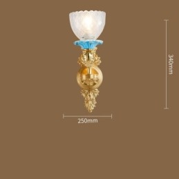 100 % reines Messing, luxuriöse rustikale Retro-Vintage-Messingkeramik, 1-flammige Kerzen-Wandleuchte mit Glasschirmen, speziell für Hotels, Büros, Ausstellungsräume, Wohnzimmer und Esszimmer