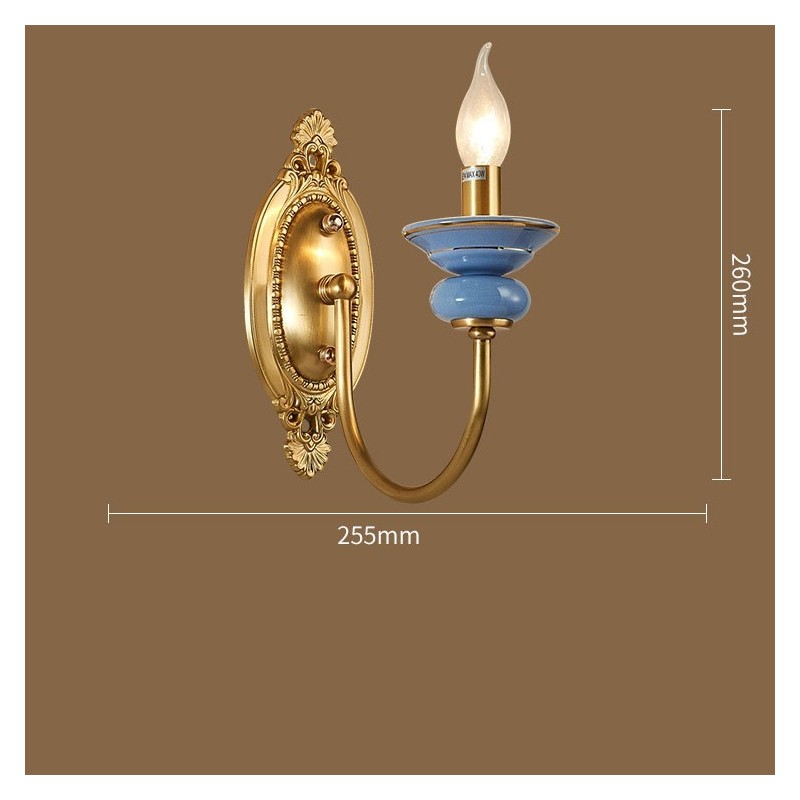 100 % reines Messing, luxuriöse rustikale Retro-Vintage-Messingkeramik, 1-flammige Kerzen-Wandleuchte, speziell für Hotel, Büro, Ausstellungsraum, Wohnzimmer, Esszimmer
