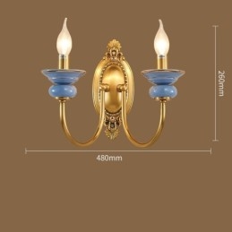 100 % reines Messing, luxuriöse rustikale Retro-Vintage-Messingkeramik, 2-flammige Kerzen-Wandleuchte, speziell für Hotel, Büro, Ausstellungsraum, Wohnzimmer, Esszimmer