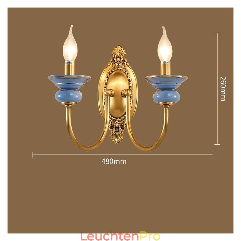 100 % reines Messing, luxuriöse rustikale Retro-Vintage-Messingkeramik, 2-flammige Kerzen-Wandleuchte, speziell für Hotel, Büro, Ausstellungsraum, Wohnzimmer, Esszimmer