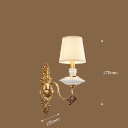 100 % reines Messing, luxuriöse rustikale Retro-Vintage-Messingkeramik, 1-flammige Kerzen-Wandleuchte mit Stoffschirm, speziell für Hotels, Büros, Ausstellungsräume, Wohnzimmer, Esszimmer
