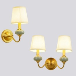 Luxuriöse, rustikale Retro-Wandleuchte aus Messing und Keramik im Vintage-Stil mit Glasschirm, speziell für Hotels, Büros, Ausstellungsräume, Wohnzimmer und Esszimmer