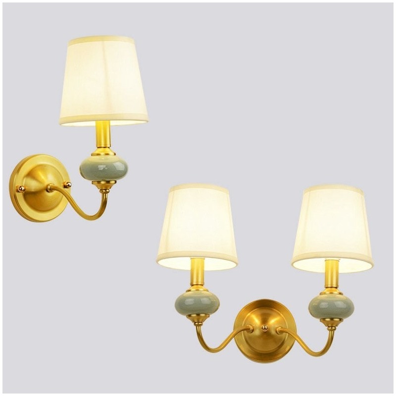 Luxuriöse, rustikale Retro-Wandleuchte aus Messing und Keramik im Vintage-Stil mit Glasschirm, speziell für Hotels, Büros, Ausstellungsräume, Wohnzimmer und Esszimmer