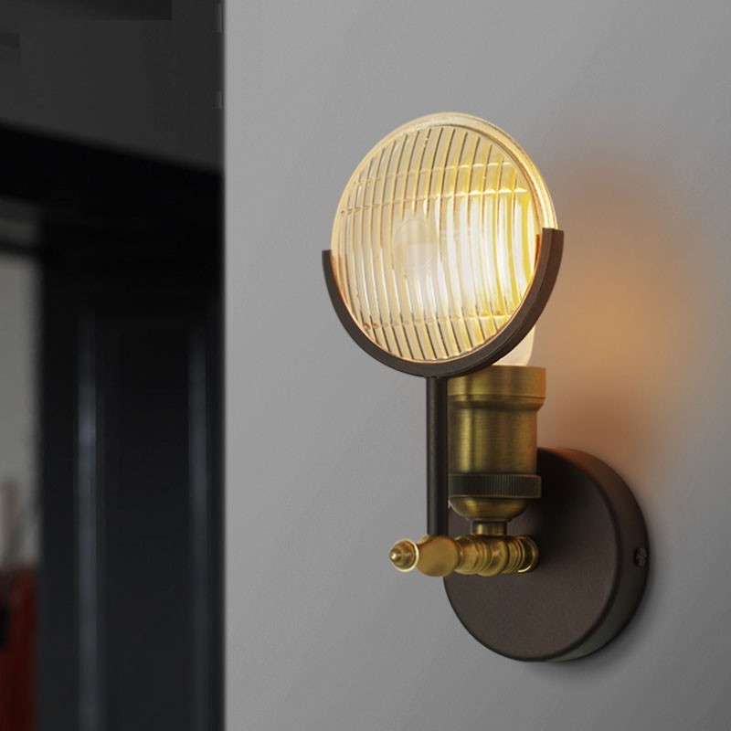 1-flammige rustikale Retro-Vintage-Wandleuchte mit Glasschirm, speziell für Hotel, Büro, Ausstellungsraum, Wohnzimmer, Esszimmer