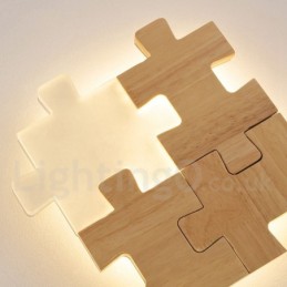 Wandleuchten aus Holz mit Acrylschirm Moderne zeitgenössische Wandleuchte aus Holz und Bambus