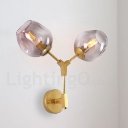 Rustikale Retro-Vintage-Wandleuchte mit zwei Lichtern und mehrfarbigem Glasschirm, speziell für Hotel, Büro, Ausstellungsraum, Wohnzimmer, Schlafzimmer