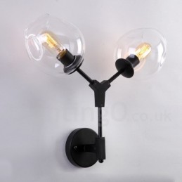 Rustikale Retro-Vintage-Wandleuchte mit zwei Lichtern und mehrfarbigem Glasschirm, speziell für Hotel, Büro, Ausstellungsraum, Wohnzimmer, Schlafzimmer