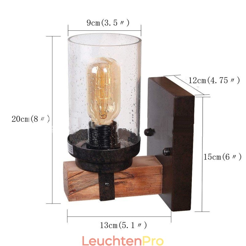 1 Licht Vintage Holz Industriestil Wandleuchte für Wind Bar Loft Kaffee Restaurant