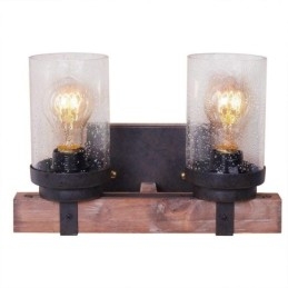 2-flammige Wandleuchte im Vintage-Stil aus Holz im Industriestil für Wind Bar Loft Kaffee Restaurant