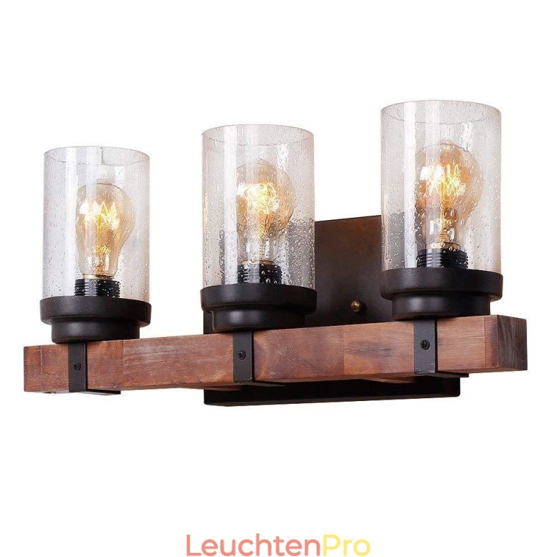 3-flammige Wandleuchte im Vintage-Stil aus Holz im Industriestil für Wind Bar Loft Coffee Restaurant