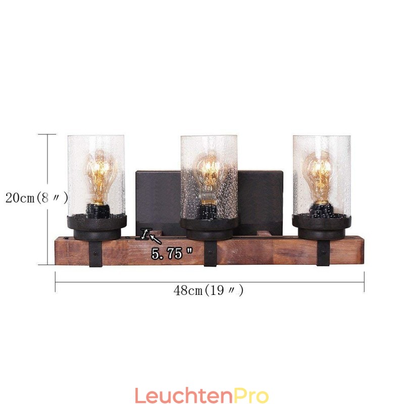 3-flammige Wandleuchte im Vintage-Stil aus Holz im Industriestil für Wind Bar Loft Coffee Restaurant