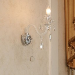 1 Licht passende Kristallkerze Retro Glas Wandleuchte
