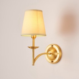 Luxuriöse, rustikale Retro-Vintage-Kerzen-Wandleuchte mit 1 Licht aus reinem Messing mit Stoffschirm, speziell für Hotel, Schlafzimmer, Ausstellungsraum, Wohnzimmer, Esszimmer