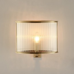 Wandleuchte im Retro-Stil, 1 Licht, aus reinem Messing, luxuriös, rustikal, mit Glasschirm