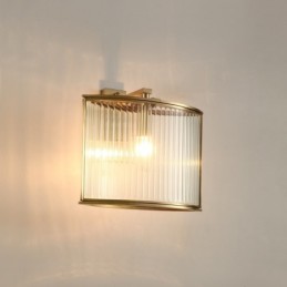 Wandleuchte im Retro-Stil, 1 Licht, aus reinem Messing, luxuriös, rustikal, mit Glasschirm