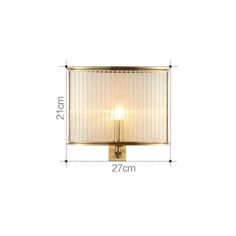 Wandleuchte im Retro-Stil, 1 Licht, aus reinem Messing, luxuriös, rustikal, mit Glasschirm