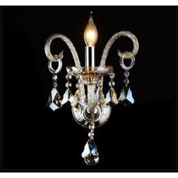 1 Licht passende Cognac Farbe K9 Kristall Kerze Retro Glas Wandleuchte