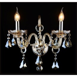 2 Licht passende Cognac Farbe K9 Kristall Kerze Retro Glas Wandleuchte