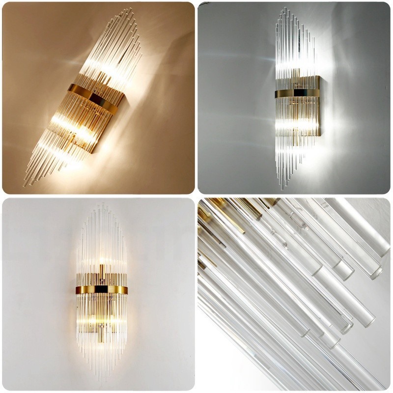 Moderne Luxus-Wandleuchte aus K9-Kristall mit Kristallschirm
