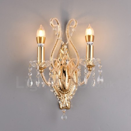 Wandleuchte mit 2 Lichtern, Gold/Schwarz, im amerikanischen Stil, Kristall, für Wohnzimmer, Esszimmer, Bekleidungsgeschäft, Café, Hotel Wandleuchte mit 2 Lichtern, Gold/Schwarz, im amerikanischen Stil, Kristall, für Wohnzimmer, Esszimmer, Bekleidungsgeschäft, Café, Hotel