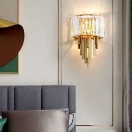 Postmoderne Luxus Kristall Wandleuchte Wohnzimmer TV Hintergrundwand Schlafzimmer Nachttisch Wandleuchte